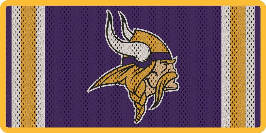 Minnesota Vikings Premium Laser Cut Tag License Plate, Jersey Design, Mirrored Acrylic Inlaid, 6x12 Inch 1