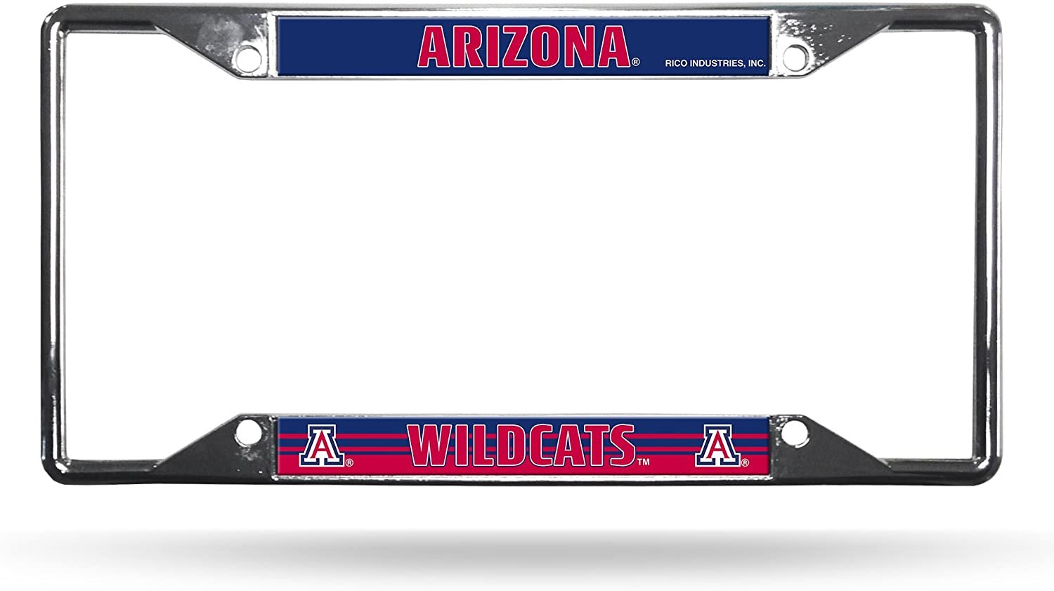 University of Arizona Wildcats Metal License Plate Frame Chrome Tag Cover, EZ View Design, 12x6 Inch 1