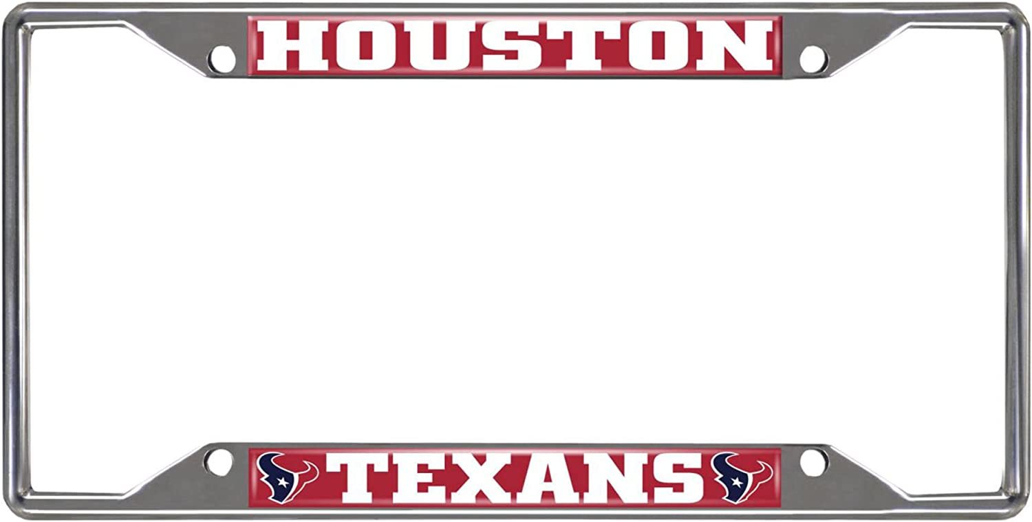 Houston Texans Metal License Plate Frame Chrome Tag Cover 6x12 Inch 1