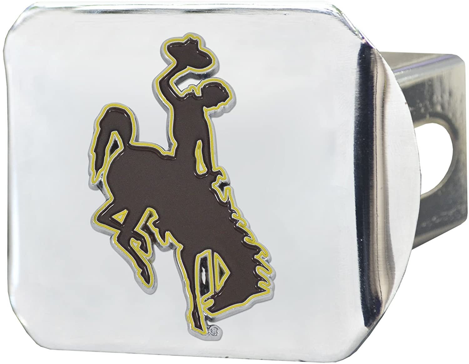 Wyoming Cowboys Hitch Cover Solid Metal with Raised Color Metal Emblem 2" Square Type III University of
