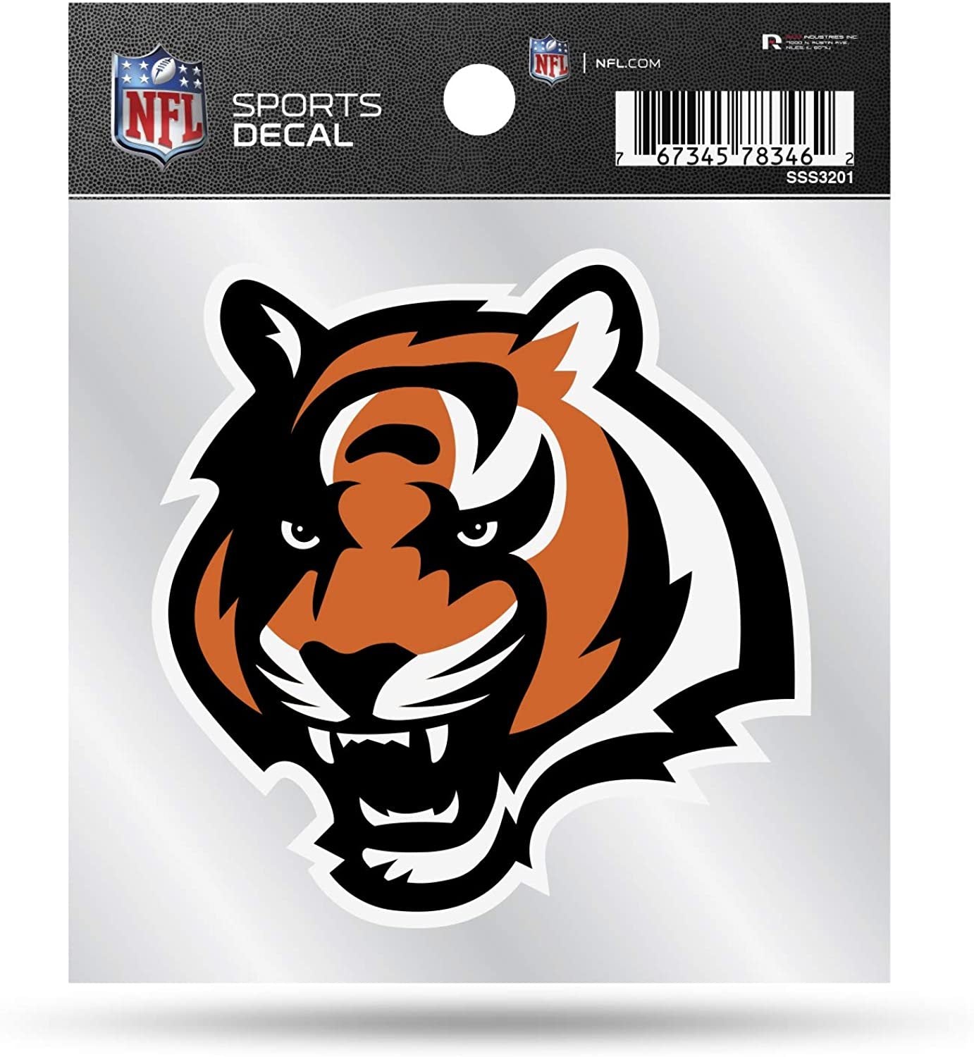 Cincinnati Bengals 4x4 Inch Die Cut Decal Sticker, Primary Logo, Clear Backing 1