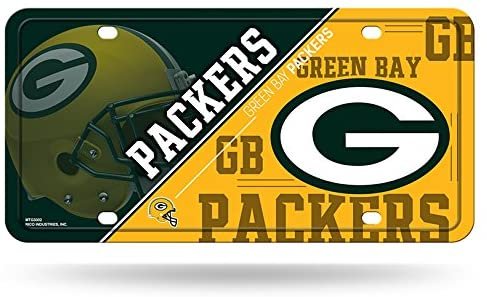 Green Bay Packers Metal Auto Tag License Plate, Split Design, 12x6 Inch 1