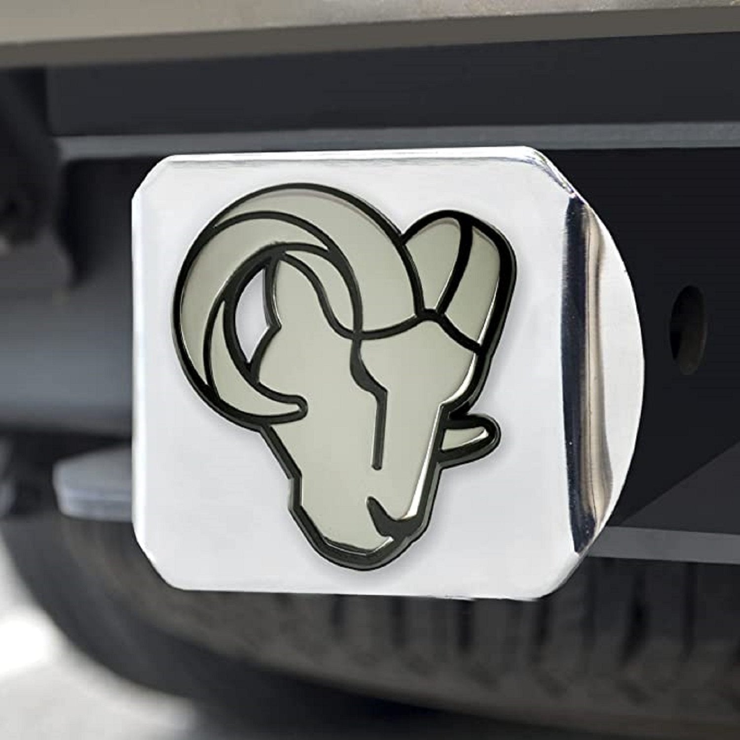Los Angeles Rams Solid Metal Hitch Cover Chrome Logo 2" Square Type III 2