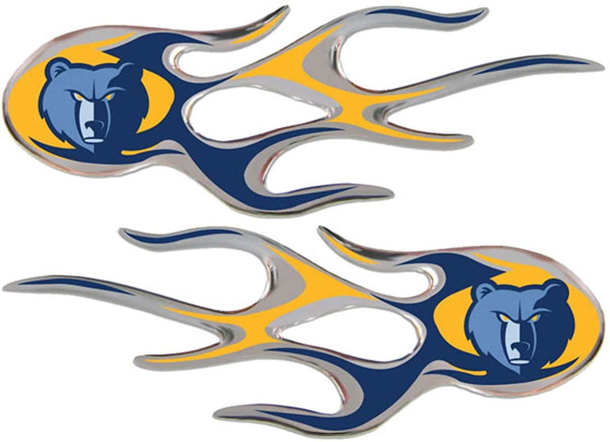 Mmephis Grizzlies 2-pack Drip Molded Plastic Raised Flame Flames Decal Emblem Sticker Basketball