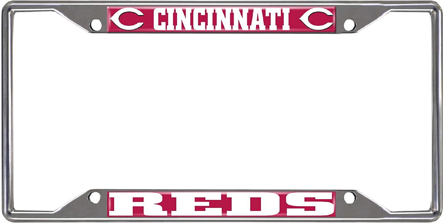 Cincinnati Reds Metal License Plate Frame Tag Cover Chrome 6x12 Inch 1