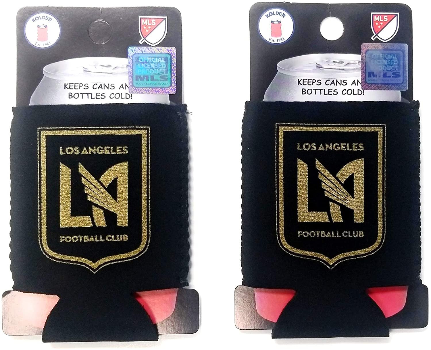 Los Angeles FC LA 2-Pack CAN Beverage Holder Neoprene Cooler Coolie MLS Soccer