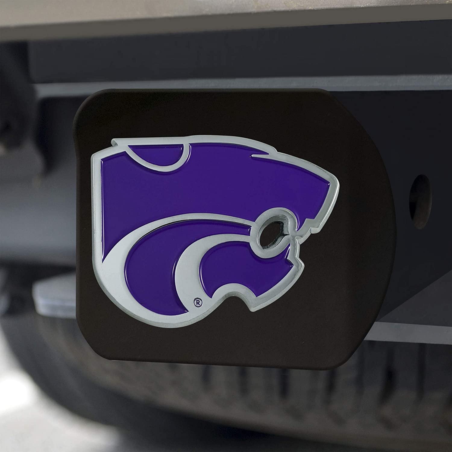 Kansas State Wildcats Hitch Cover Black Solid Metal with Raised Color Metal Emblem 2" Square Type III University