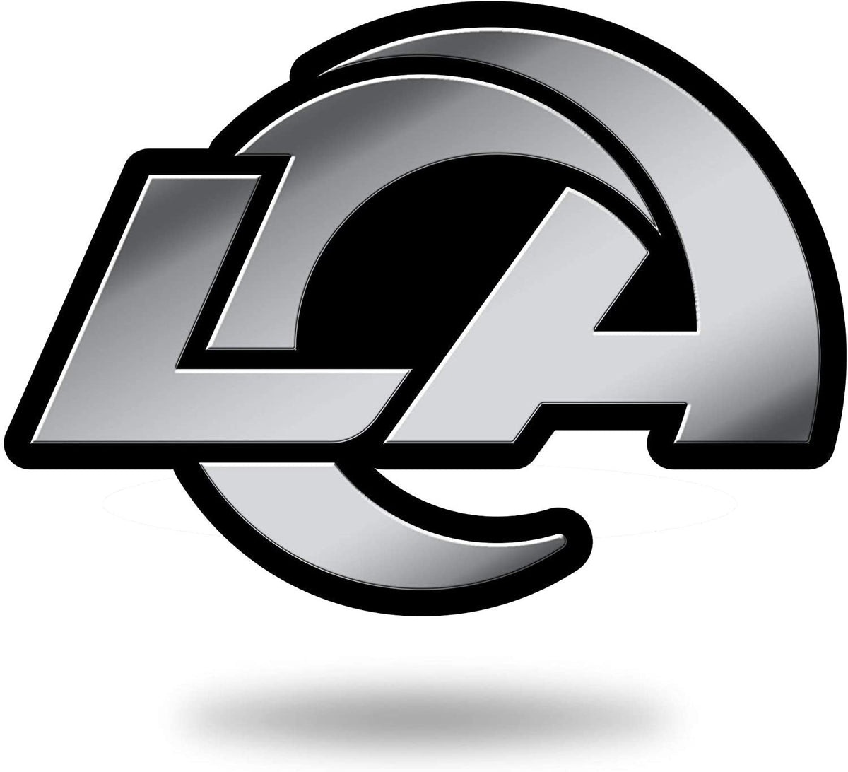 Los Angeles Rams Auto Emblem, Silver Chrome Color, Raised Molded Plastic, 3.5 Inch, Adhesive Tape Backing 1