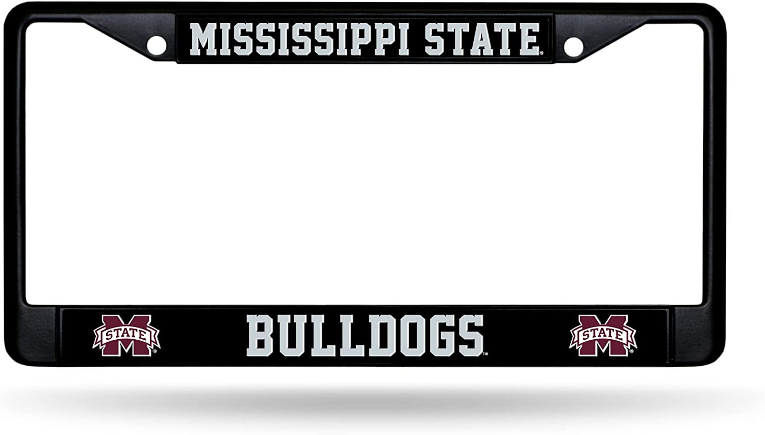 Mississippi State University Bulldogs Black Metal License Plate Frame Chrome Tag Cover 6x12 Inch 1