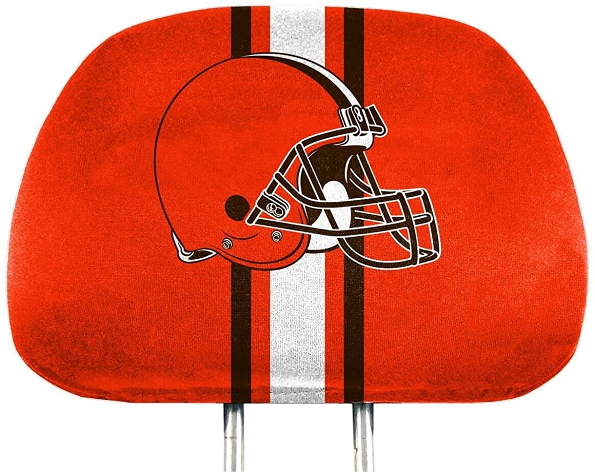 Cleveland Browns Premium Pair of Auto Head Rest Covers, Full Color Printed, Elastic, 10x14 Inch 1