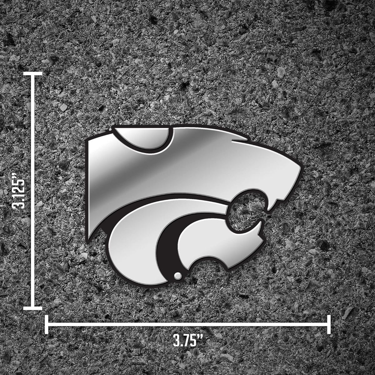 Kansas State University Wildcats Auto Emblem, Silver Chrome Color, Raised Molded Plastic, 3.5 Inch, Adhesive Tape Backing 4