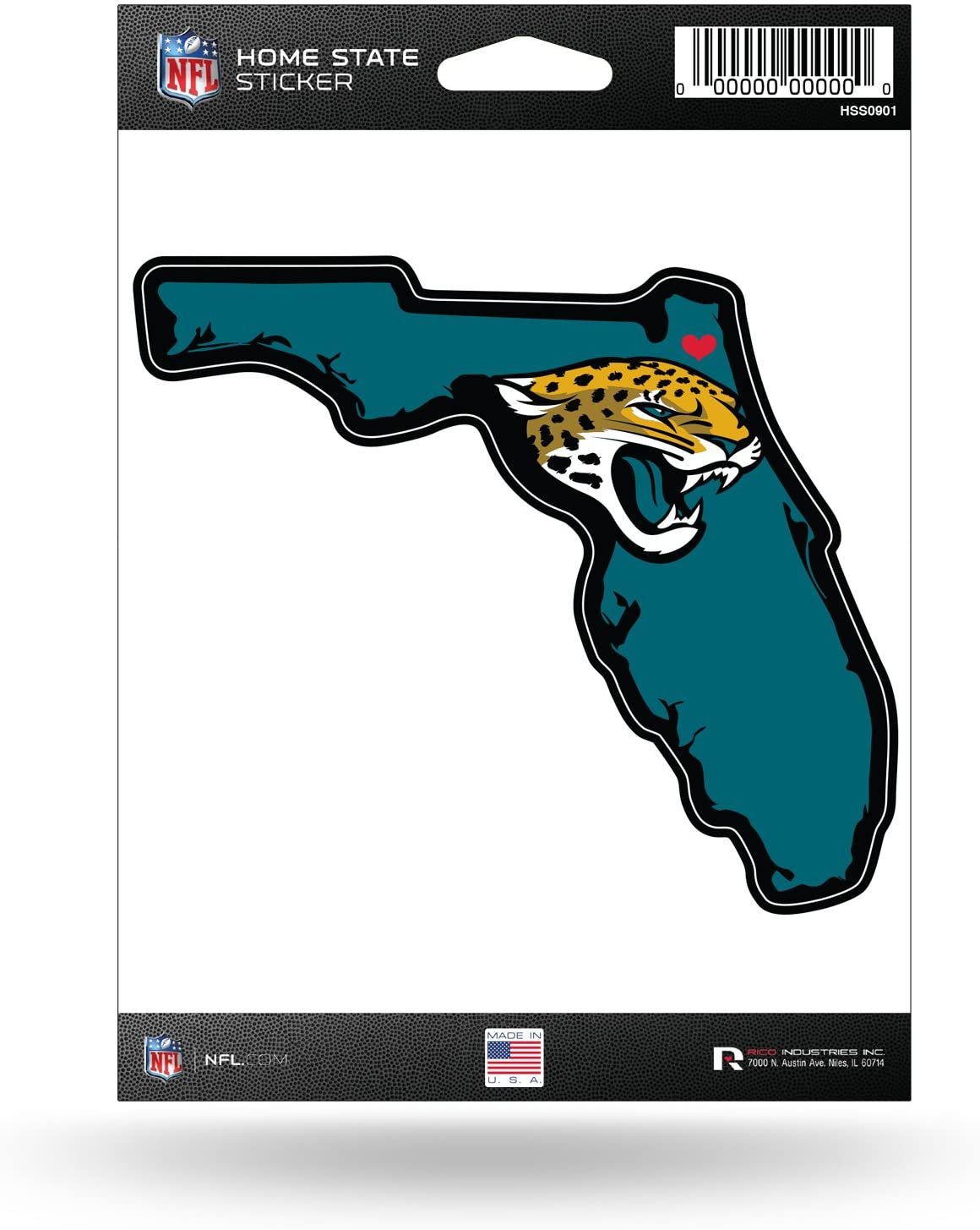 Jacksonville Jaguars 5 Inch Sticker Decal, Home State Design, Flat Vinyl, Full Adhesive Backing 1