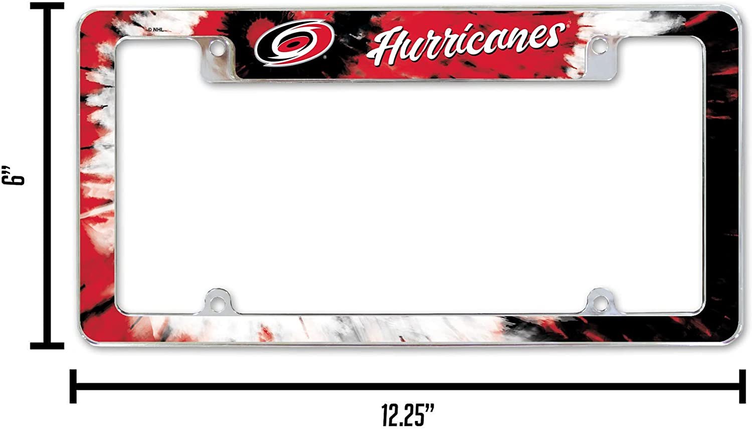 Carolina Hurricanes Metal License Plate Frame Chrome Tag Cover Tie Dye Design 6x12 Inch 4