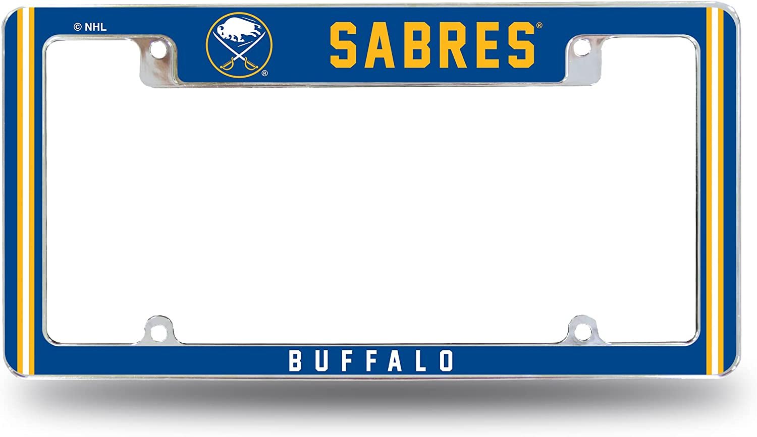 Buffalo Sabres Metal License Plate Frame Chrome Tag Cover Alternate Design 6x12 Inch