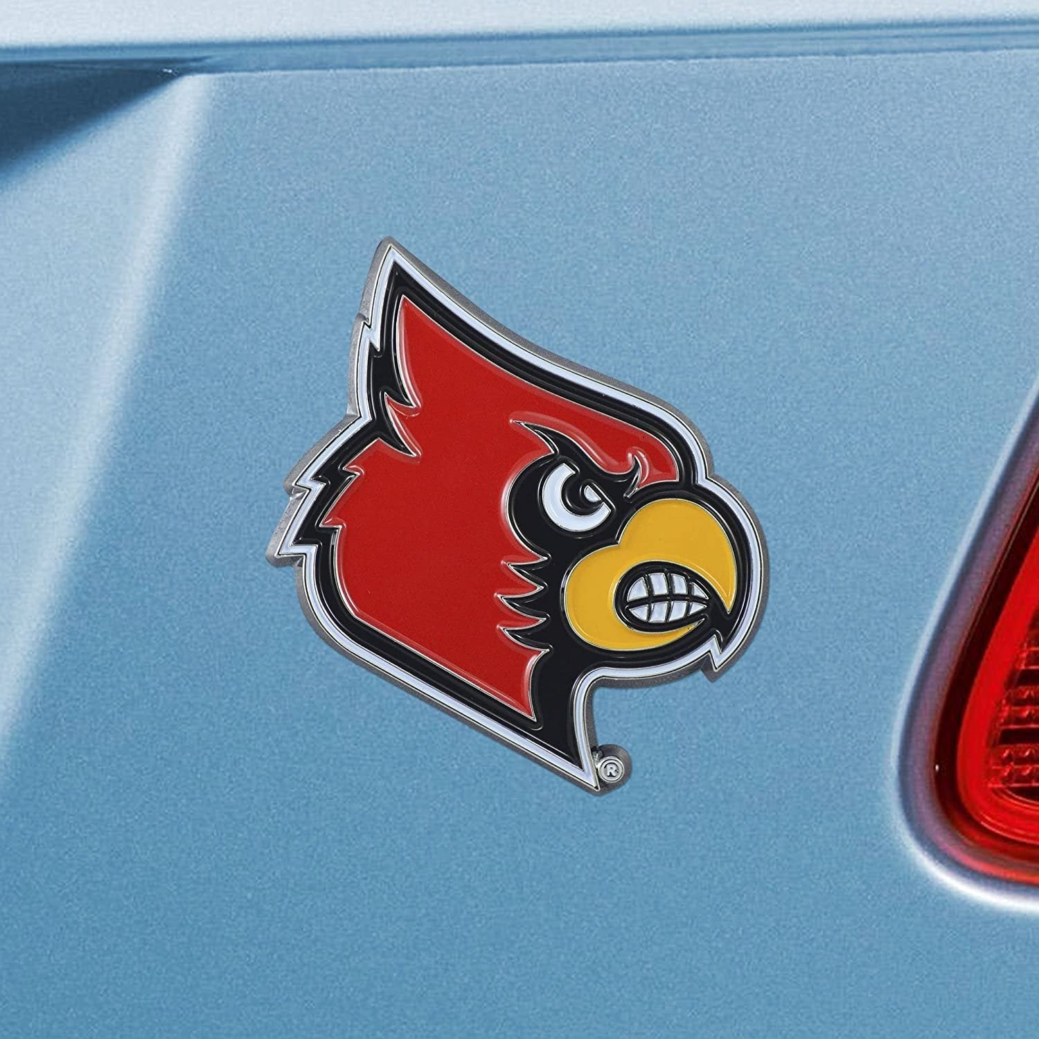 University of Louisville Cardinals Premium Solid Metal Raised Auto Emblem, Team Color, Shape Cut, Adhesive Backing 2