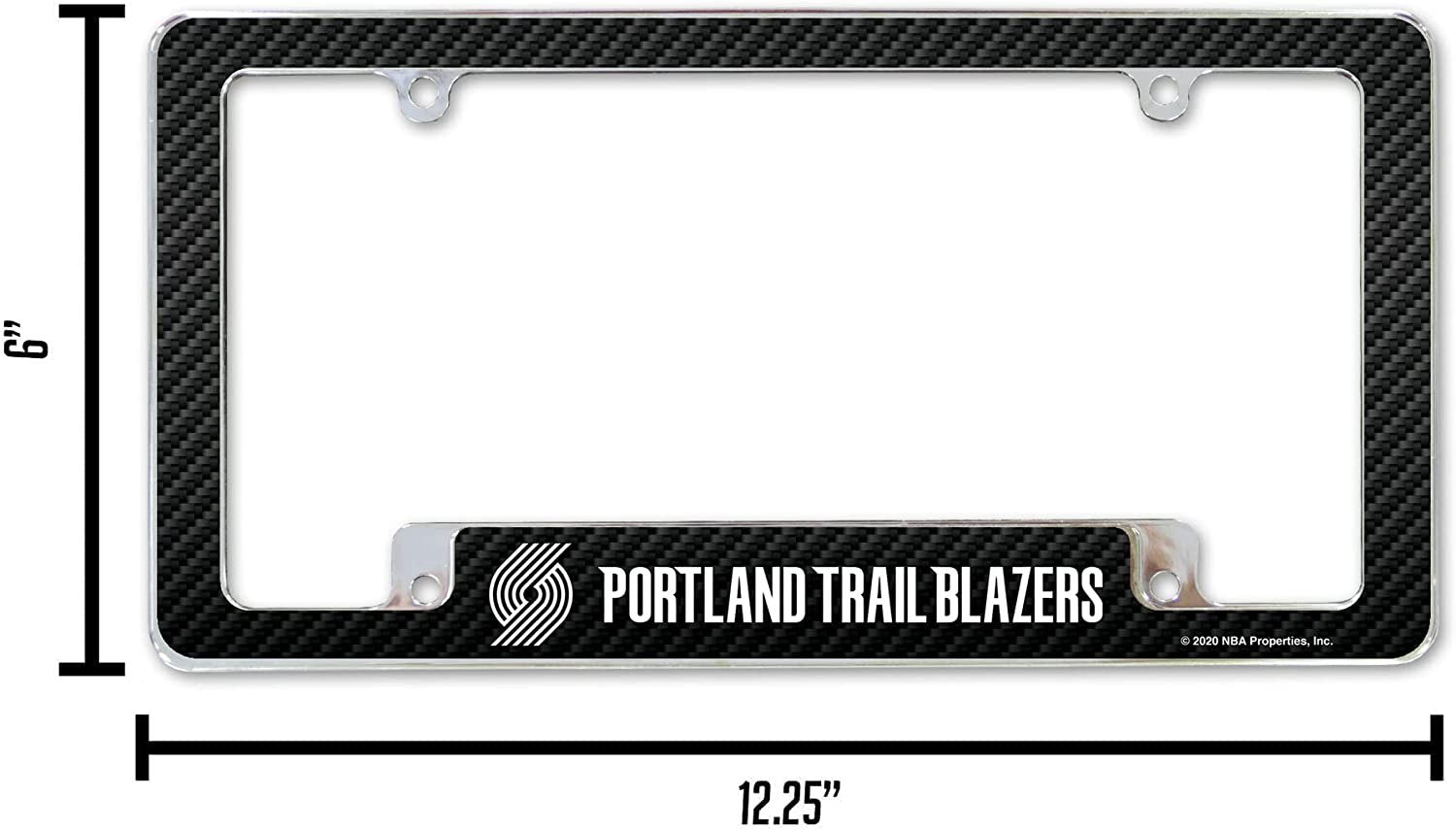 Portland Trail Blazers Metal License Plate Frame Chrome Tag Cover Carbon Fiber Design 12x6 Inch 3