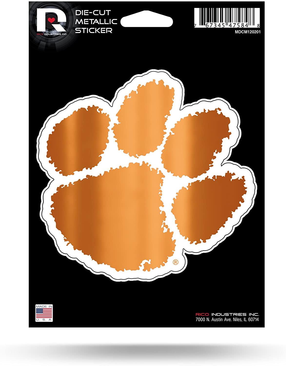 Clemson University Tigers 5 Inch Die Cut Decal Sticker, Metallic Shimmer Design, Full Adhesive Backing 1