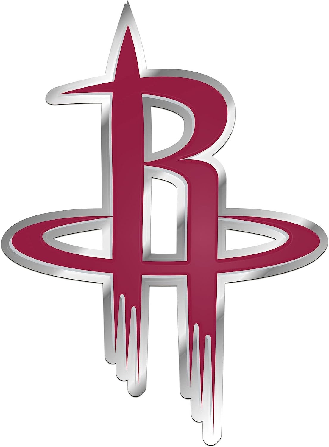 Houston Rockets Embossed Color Auto Emblem Aluminum Metal Raised Decal Sticker Full Adhesive Backing 1
