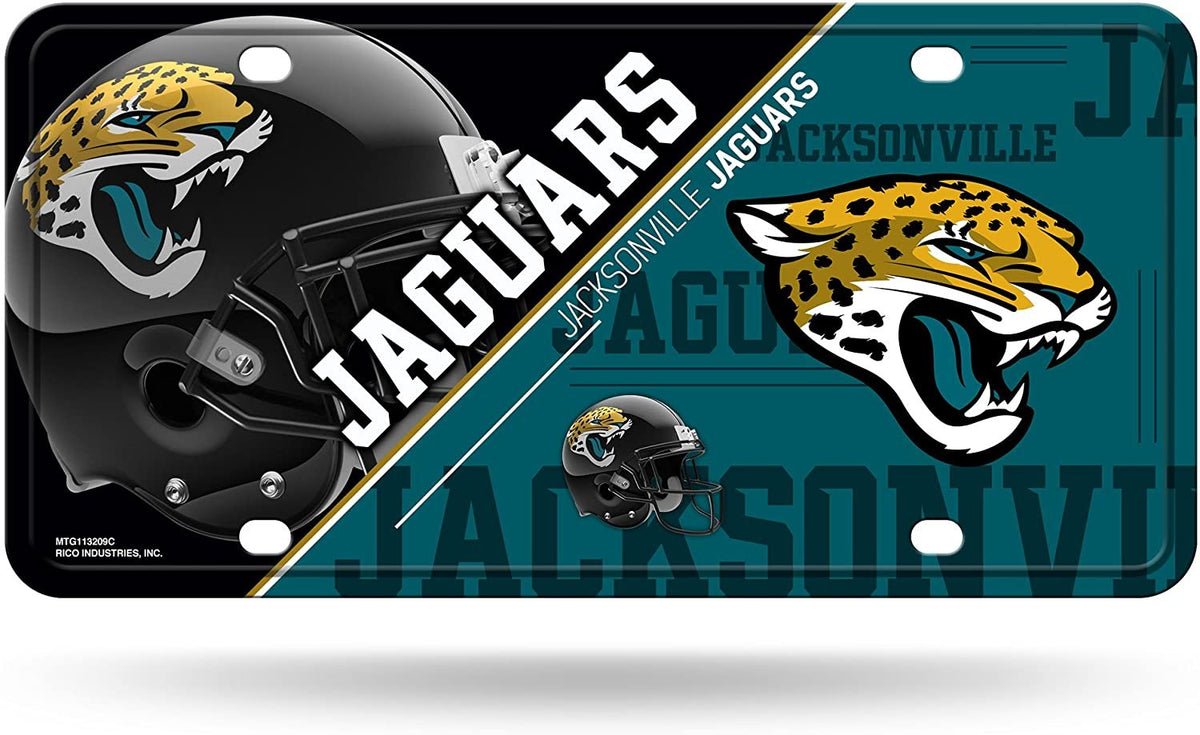 Jacksonville Jaguars Metal Auto Tag License Plate, Split Design, 6x12 Inch 1