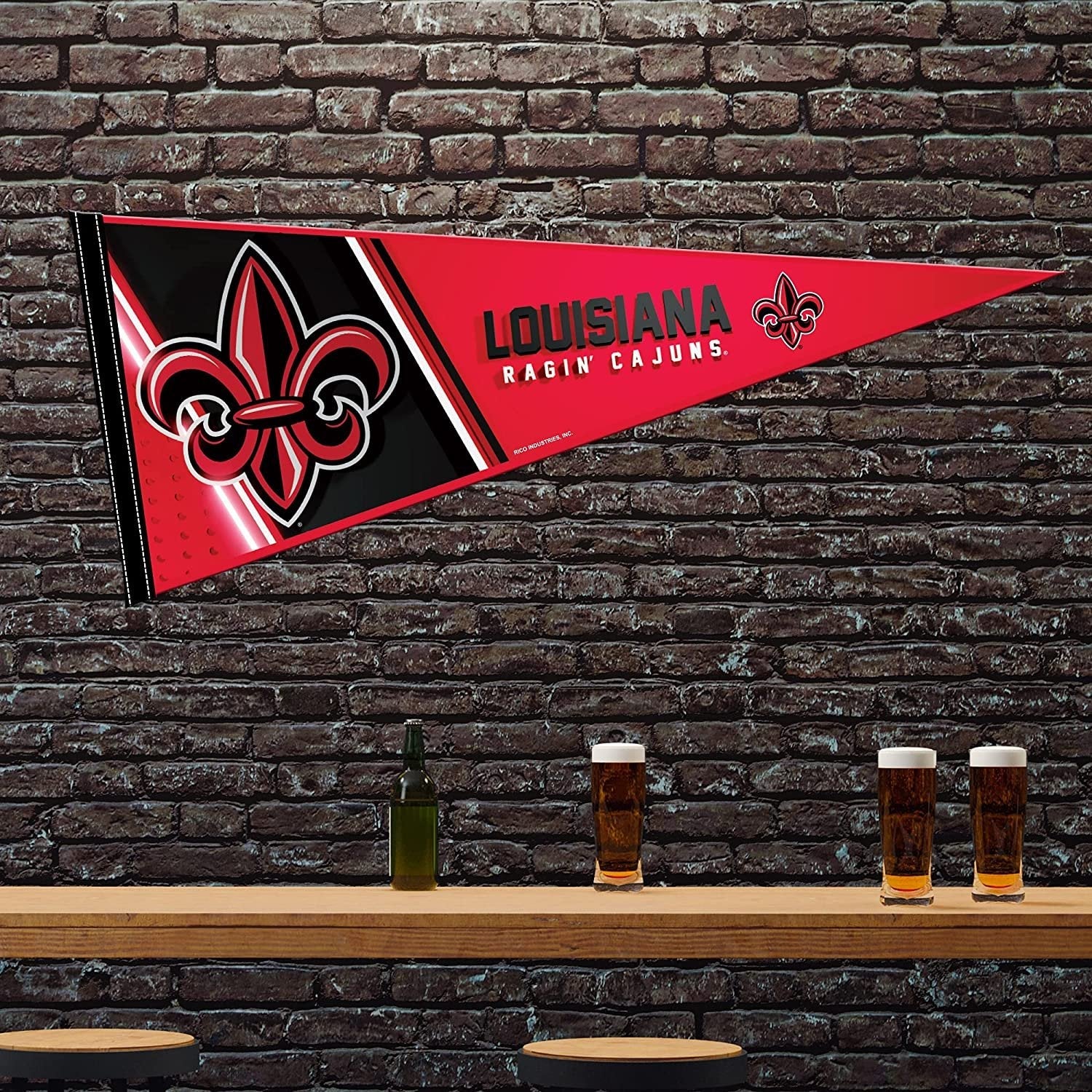 University of Louisiana Lafayette Ragin Cajuns Soft Felt Pennant, 12x30 Inch, Easy To Hang