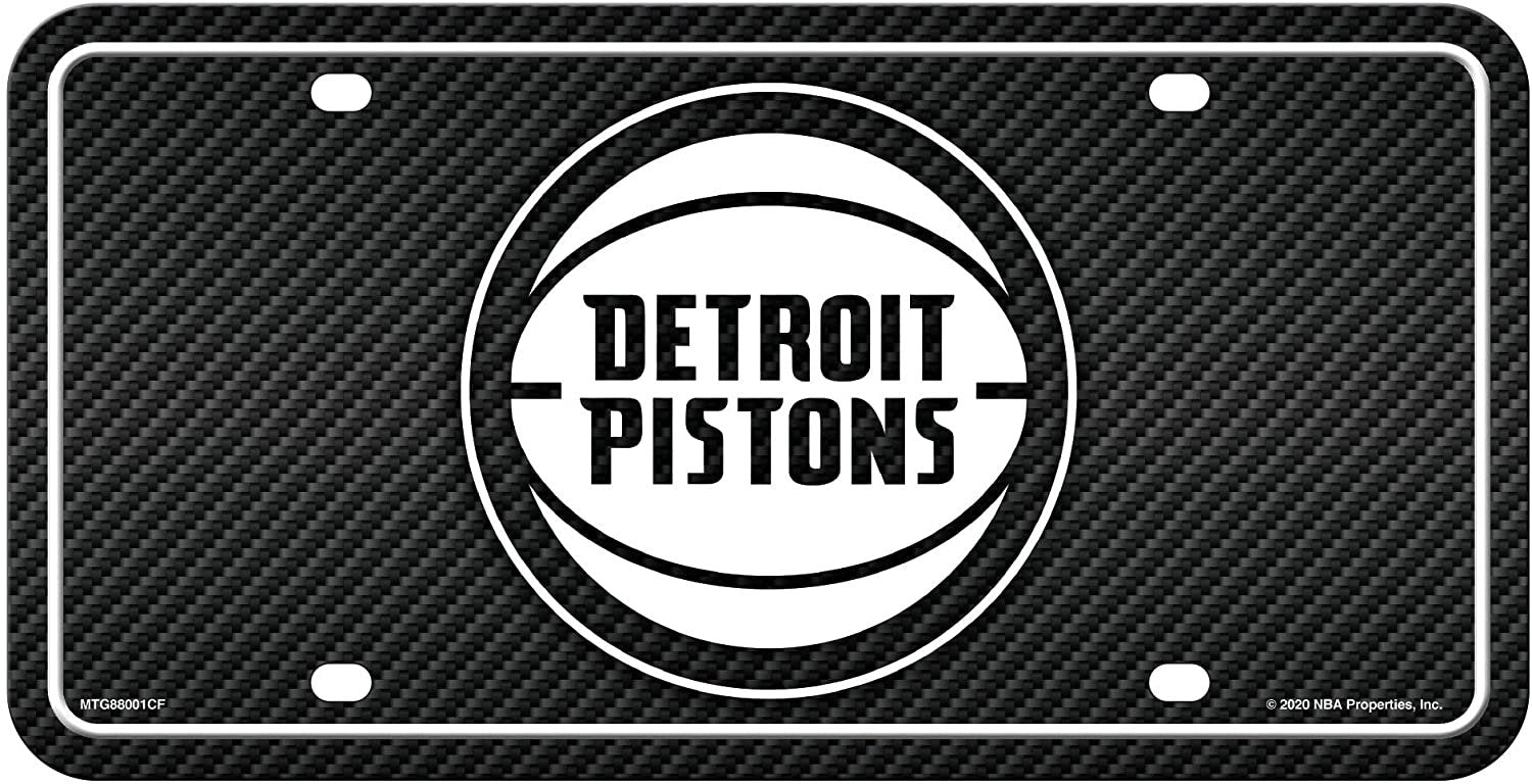 Detroit Pistons Metal Auto Tag License Plate, Carbon Fiber Design, 6x12 Inch