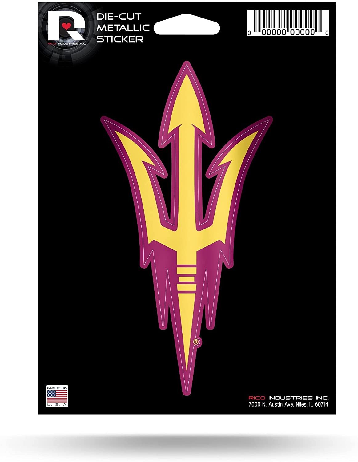 Rico Industries NCAA Arizona State Sun Devils Die Cut Metallic Sticker