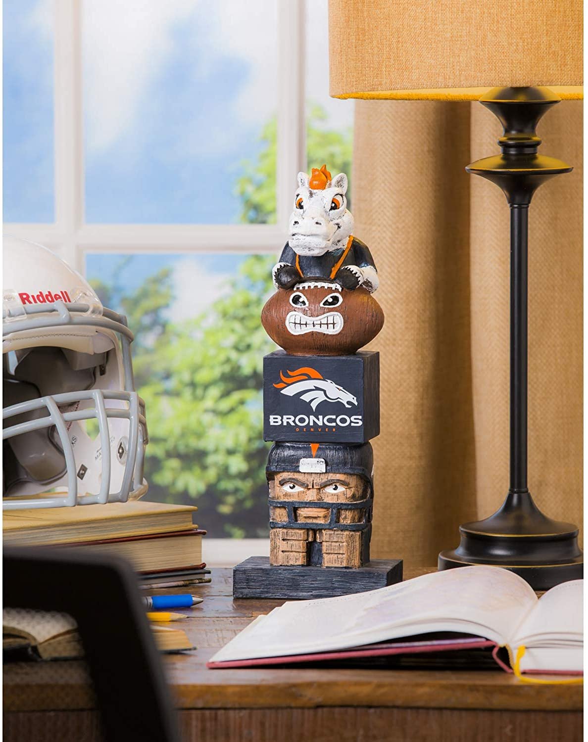 Denver Broncos Garden Statue, Tiki Totem Style, Outdoor or Indoor Use, 16 Inch Tall, Beautiful Hand Painted Resin Construction 4