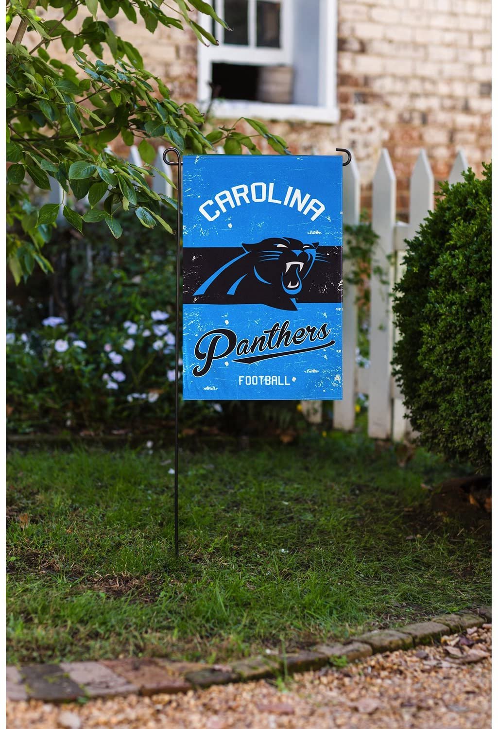 Carolina Panthers Premium Garden Flag Banner, Double Sided, Linen, Vintage Style, 13x18 Inch 2