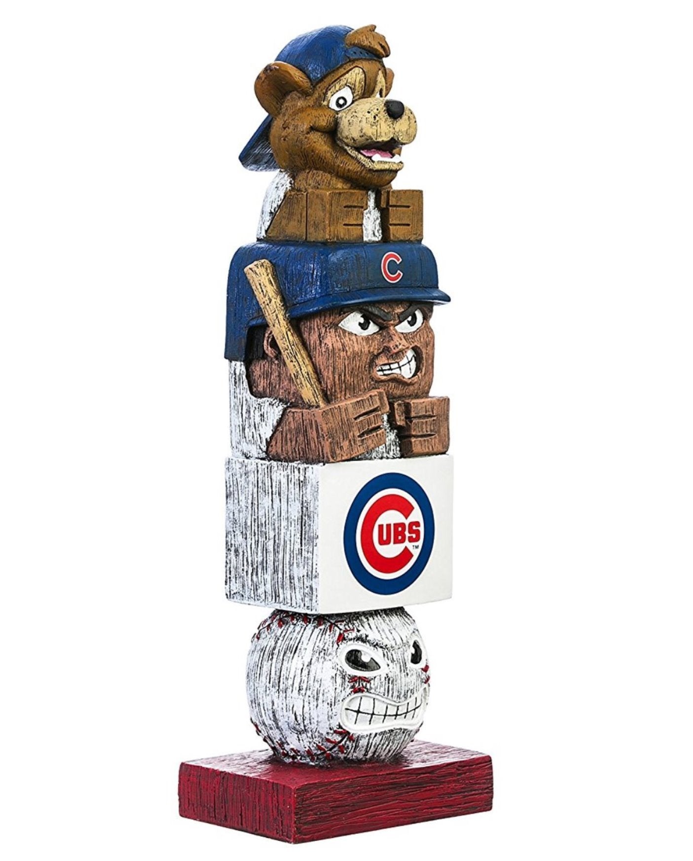 Chicago Cubs Garden Statue, Tiki Totem Style, Outdoor or Indoor Use, 16 Inch Tall, Beautiful Hand Painted Resin Construction 1