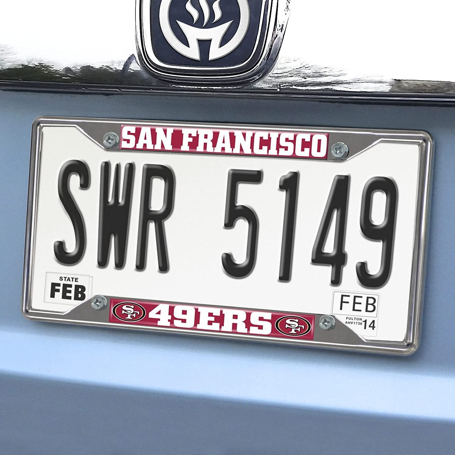 San Francisco 49ers Metal License Plate Frame Chrome Tag Cover 6x12 Inch 2