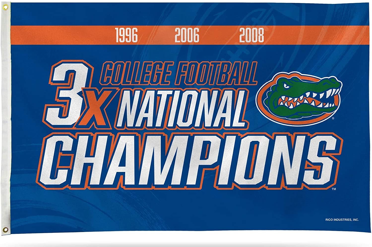 University of Florida Gators 3-Time Champions Premium 3x5 Feet Flag Banner, Logo Design, Metal Grommets, Outdoor Use, Single Sided 1