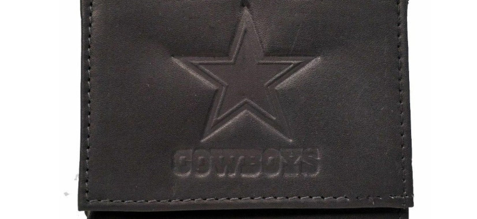 Dallas Cowboys Premium Black Leather Wallet, Trifold, Embossed Laser Engraved