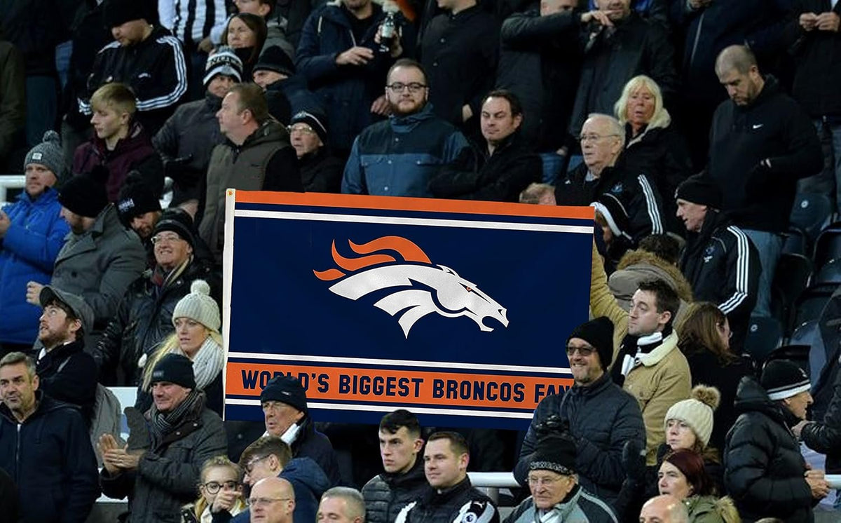 Denver Broncos 3x5 Feet Flag Banner, World's Biggest Fan, Metal Grommets, Single Sided, Indoor or Outdoor Use 3