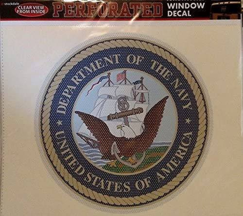 United States Navy Military 12 Inch Preforated Window Film Decal Sticker, One-Way Vision, Adhesive Backing 1