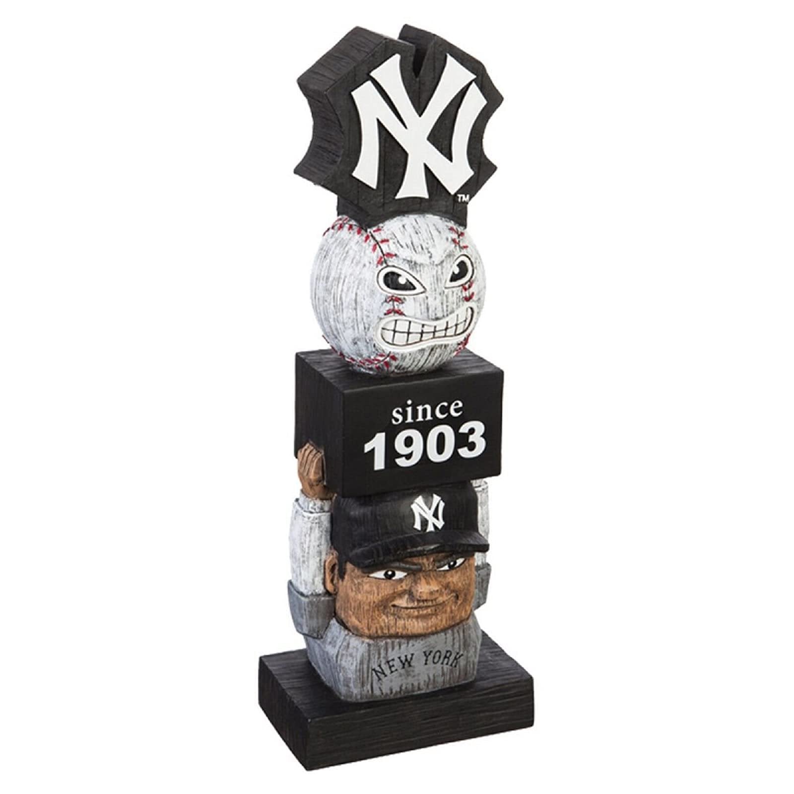 New York Yankees Garden Statue, Tiki Totem Style, Vintage Design, Outdoor or Indoor Use, 16 Inch Tall, Beautiful Hand Painted Resin Construction