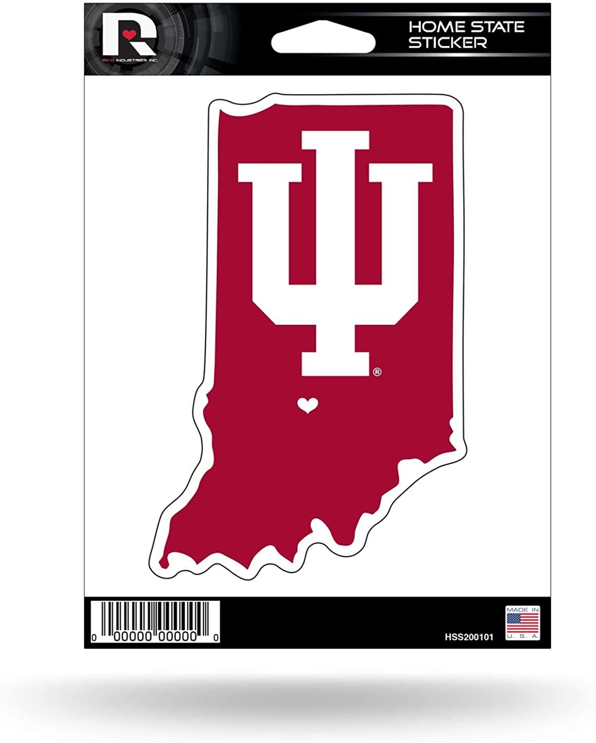 Indiana University Hoosiers 5 Inch Sticker Decal, Home State Design, Flat Vinyl, Full Adhesive Backing