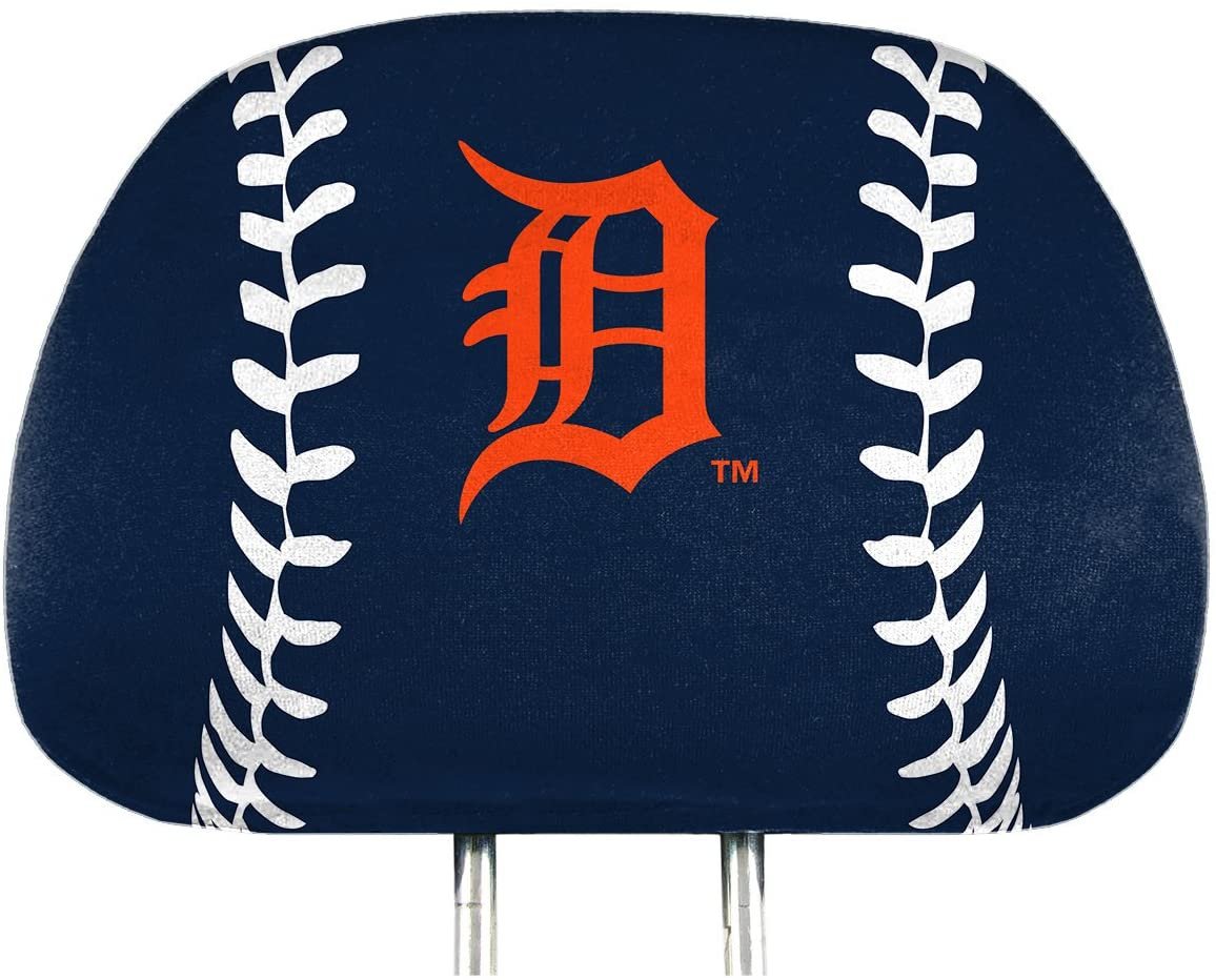 Detroit Tigers Premium Pair of Auto Head Rest Covers, Full Color Printed, Elastic, 10x14 Inch 1