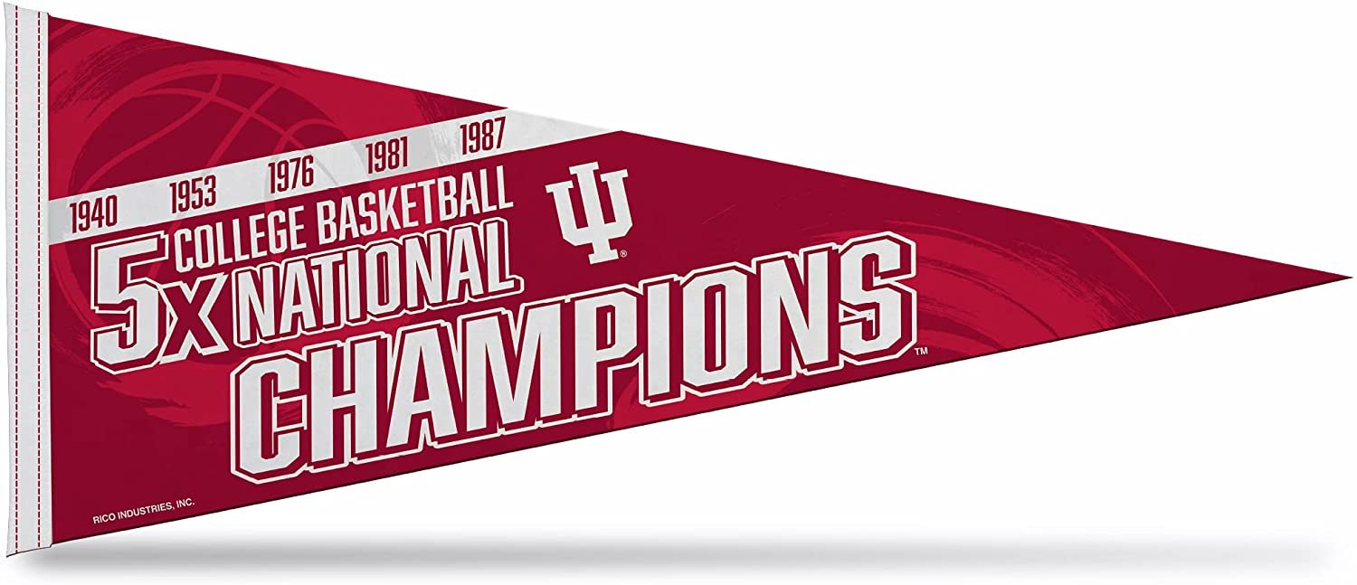 Indiana University Hoosiers 5-Time Champions Soft Felt Pennant, 12x30 Inch 1