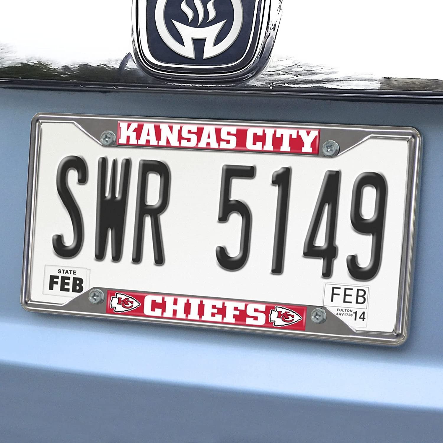 Kansas City Chiefs Metal License Plate Frame Chrome Tag Cover 6x12 Inch