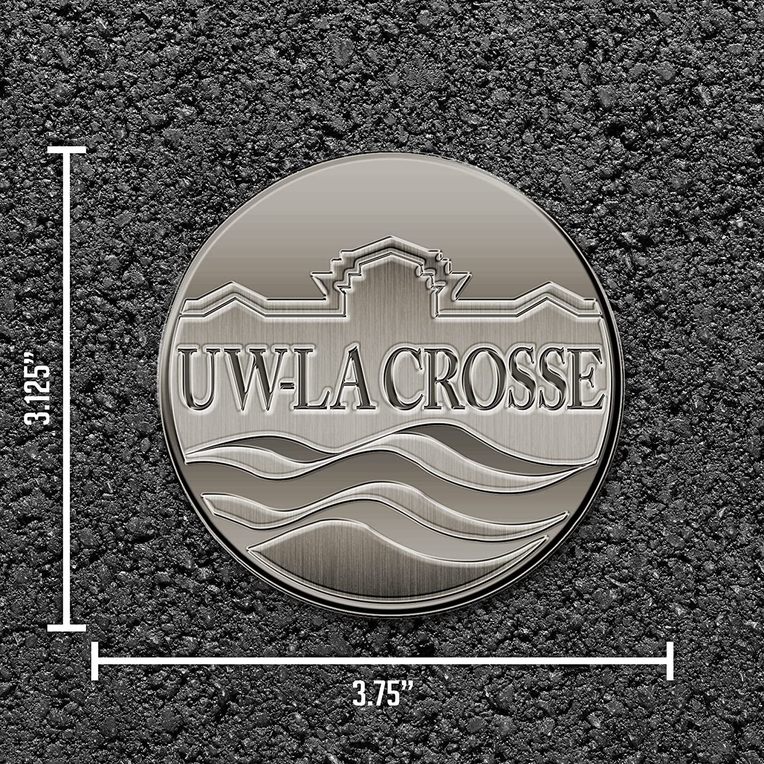 University of Wisconsin La Crosse Eagles Solid Metal Auto Emblem Antique Nickel for Car/Truck/SUV 4
