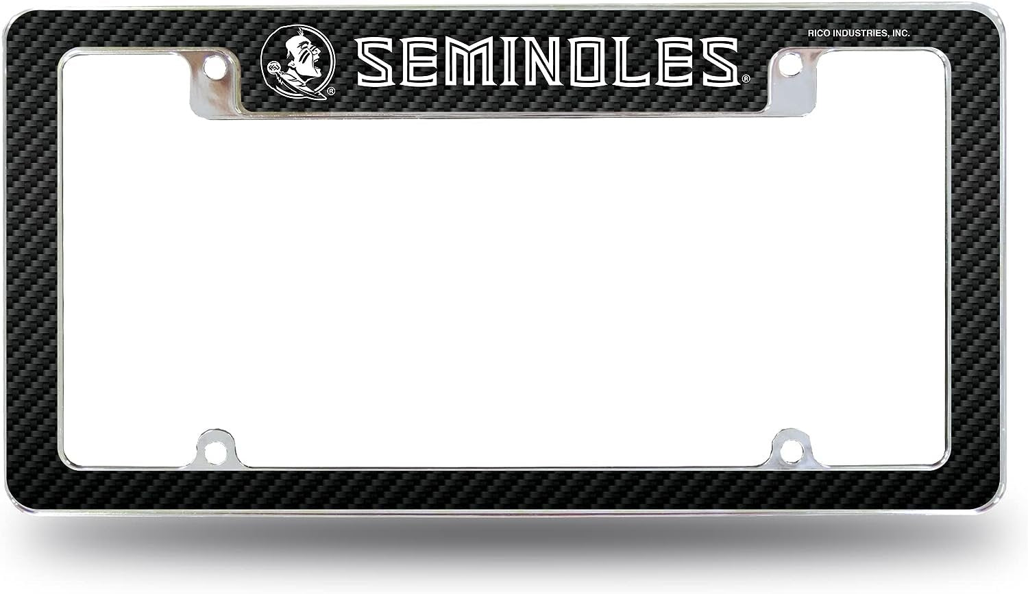 Florida State University Seminoles Metal License Plate Frame Chrome Tag Cover 12x6 Inch Carbon Fiber Design