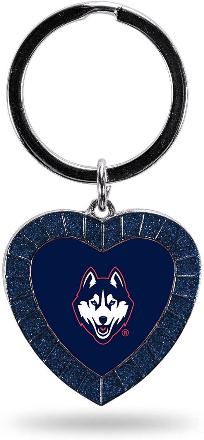 UCONN Connecticut Keychain Rhinestone Heart Decal Emblem Team Color University of
