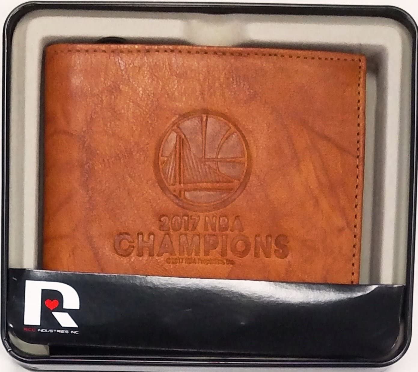 Golden State Warriors 2017 Champions Wallet Premium Brown Leather Billfold Embossed Bifold Basketball 1