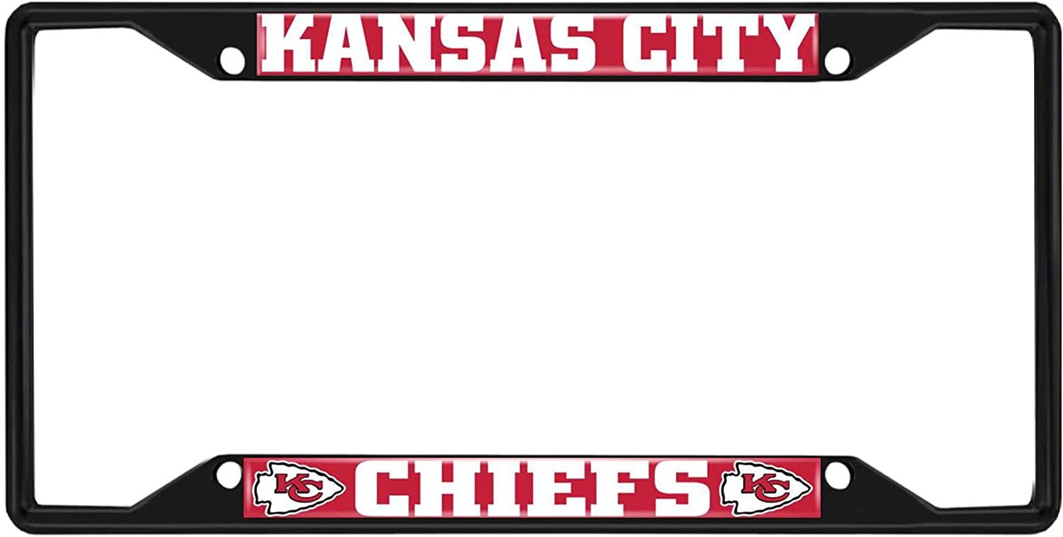 FANMATS 31360 Kansas City Chiefs Metal License Plate Frame Black Finish