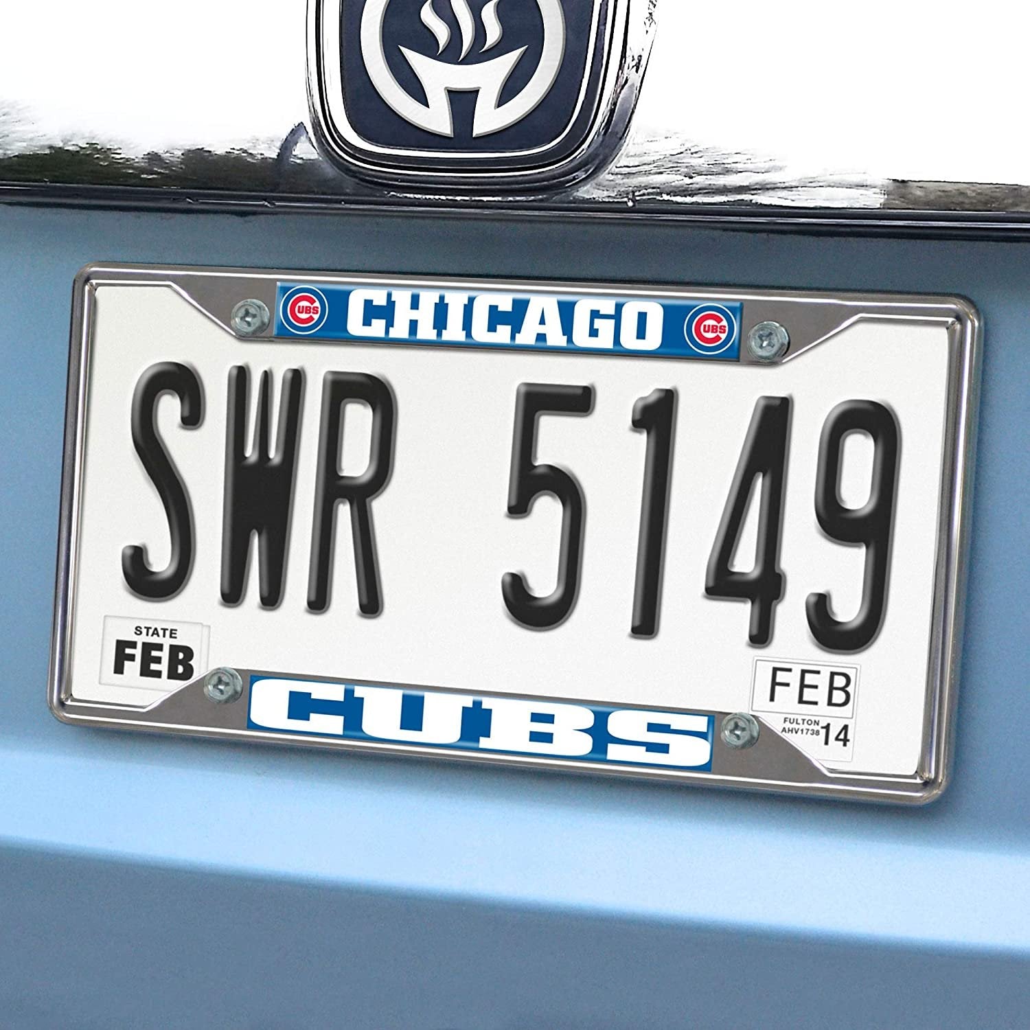 Chicago Cubs Metal License Plate Frame Tag Cover Chrome 6x12 Inch