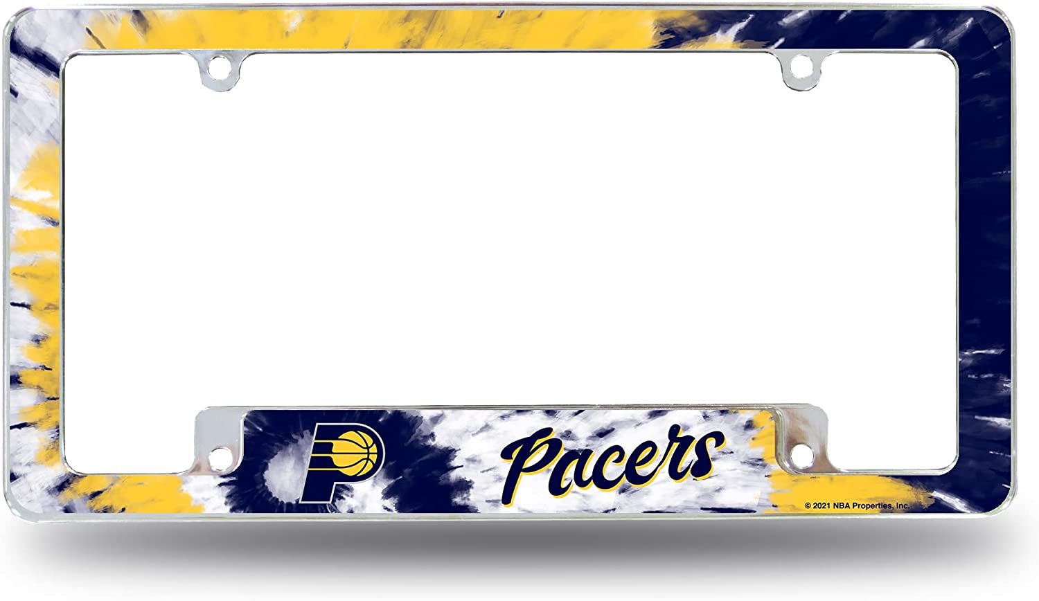 Indiana Pacers Metal License Plate Frame Chrome Tag Cover Tie Dye Design 6x12 Inch 1