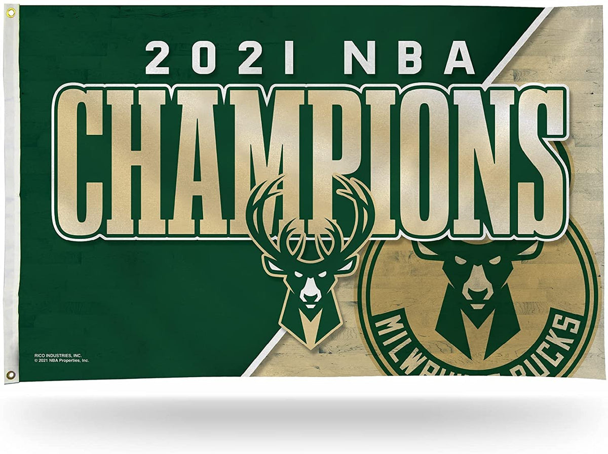 Milwaukee Bucks 2021 Champions Premium 3x5 Feet Flag Banner, Metal Grommets, Outdoor Use, Single Sided 1