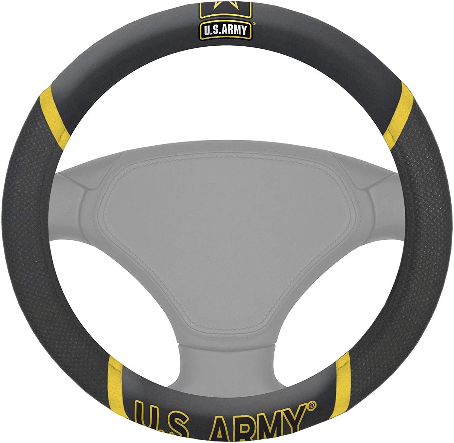Army United States Military Steering Wheel Cover Premium Embroidered Black 15 Inch 1