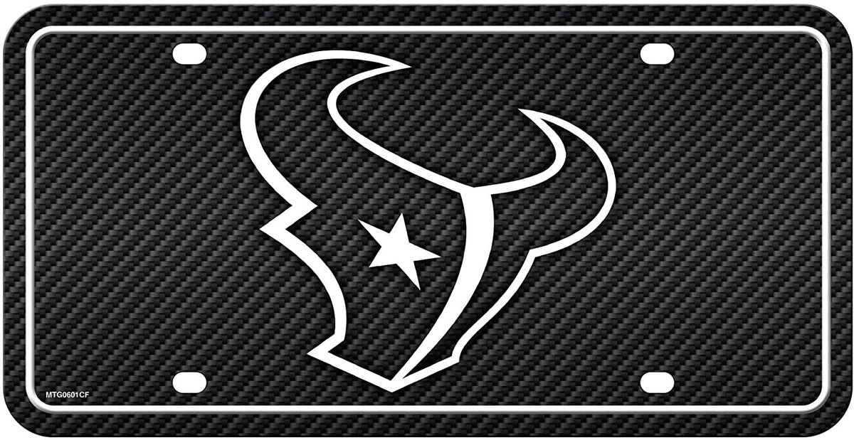Houston Texans Metal Auto Tag License Plate, Carbon Fiber Design, 6x12 Inch