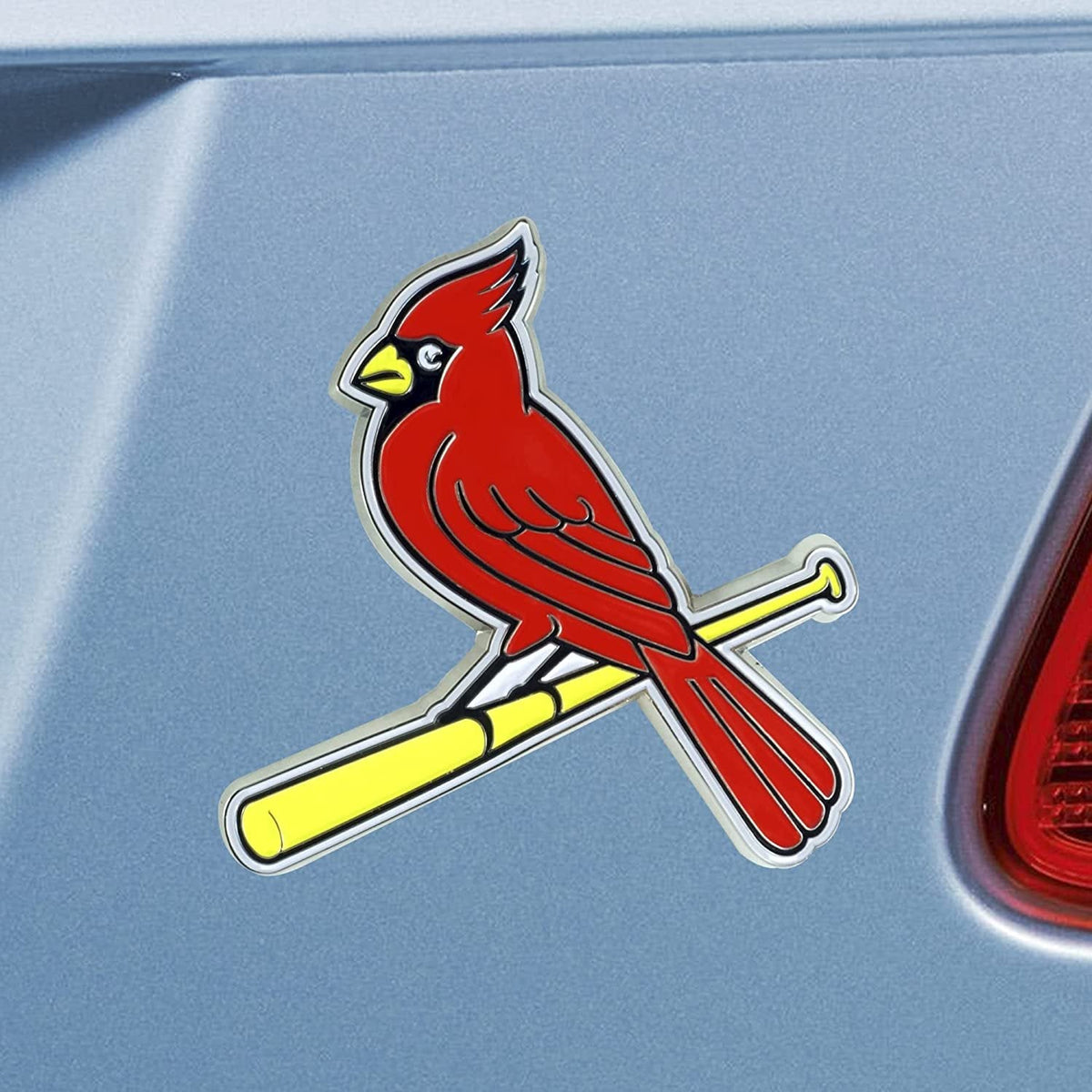St Louis Cardinals Premium Solid Metal Raised Auto Emblem, Shape Cut, Adhesive Backing